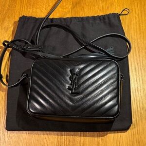 Like Saint Laurent  Black Quilted Leather Camera Crossbody Bag